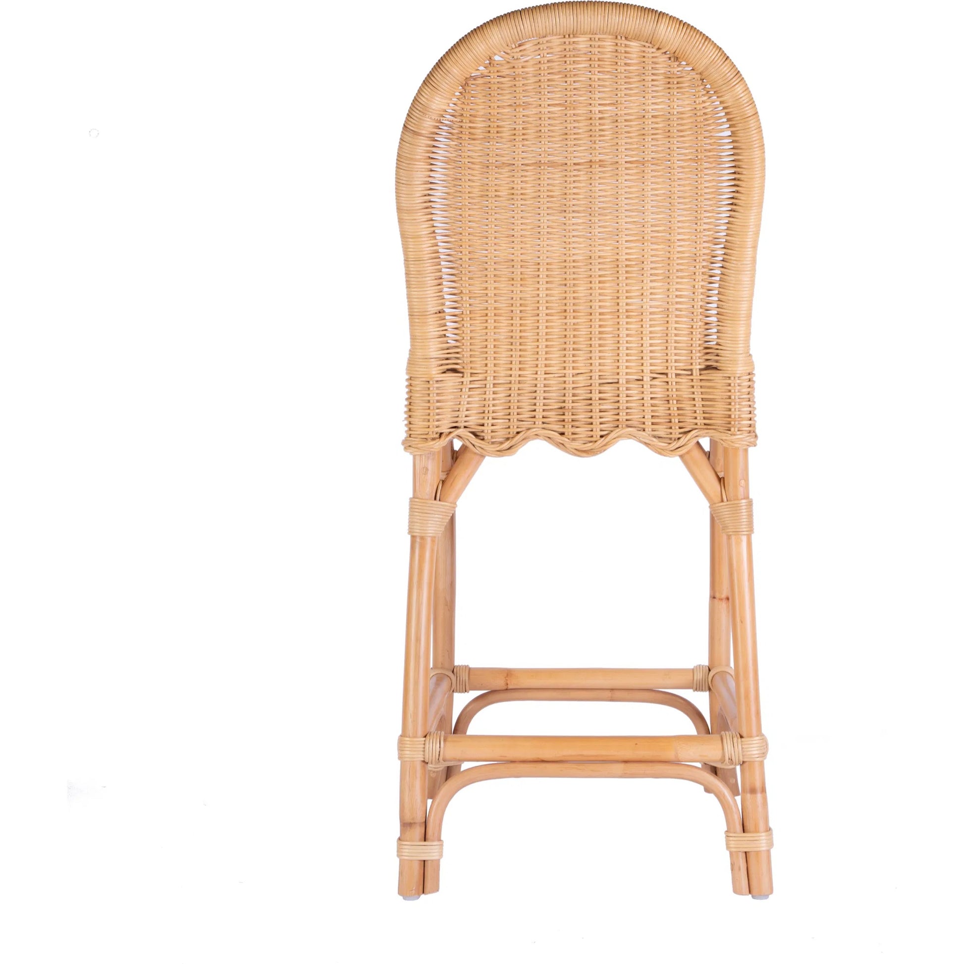 Flora Scalloped Edge Counter Stool by Butler Specialty Company in light brown. Made from rattan, mahogany in a rustic style.