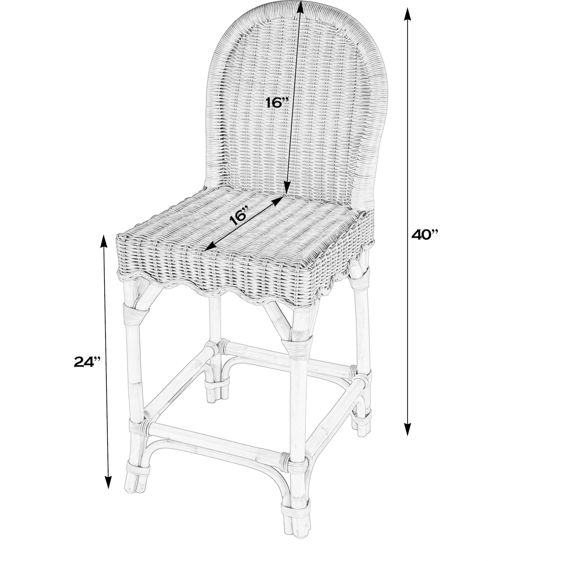 Flora Scalloped Edge Counter Stool by Butler Specialty Company in light brown. Made from rattan, mahogany in a rustic style.