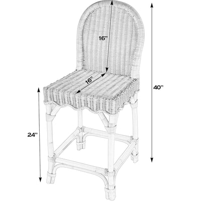 Flora Scalloped Edge Counter Stool by Butler Specialty Company in light brown. Made from rattan, mahogany in a rustic style.