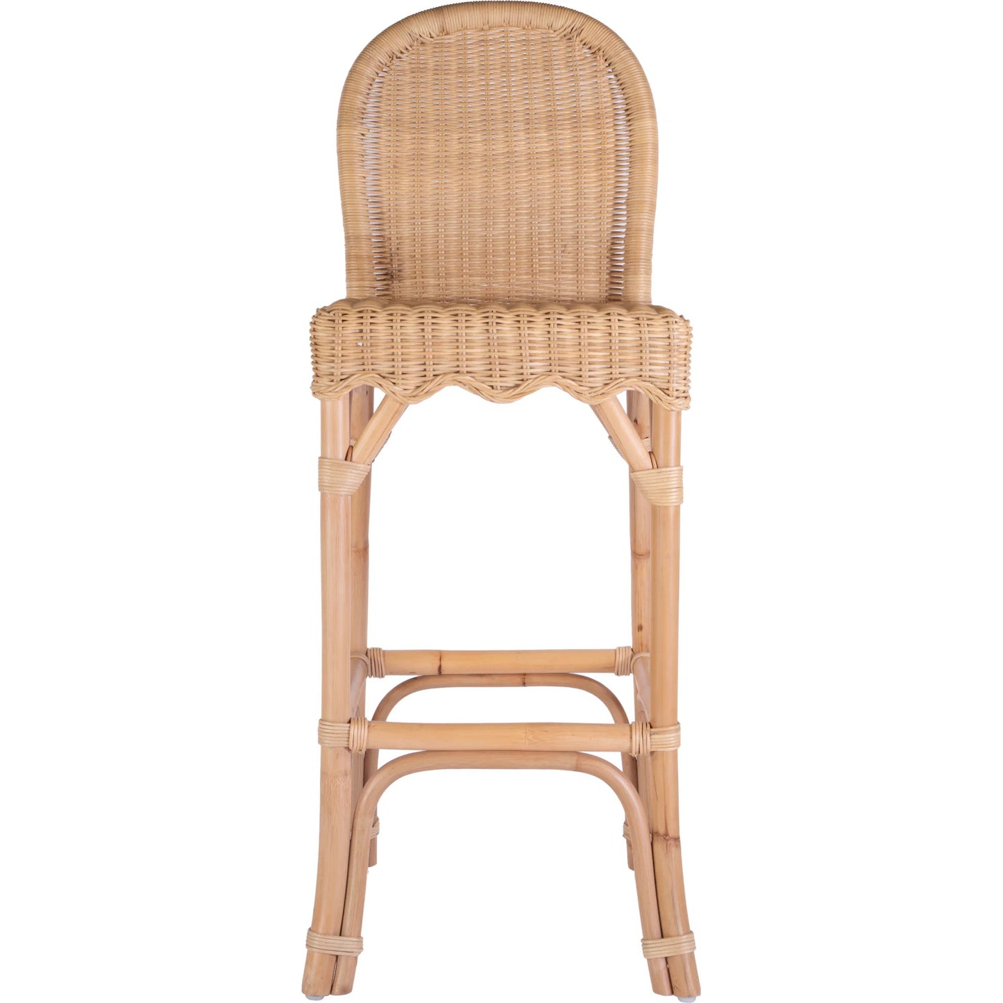 003 SI-2324896 | Additional Silo | Flora Scalloped Edge Bar Stool by Butler Specialty Company in light brown. Made from rattan, mahogany in a rustic style.