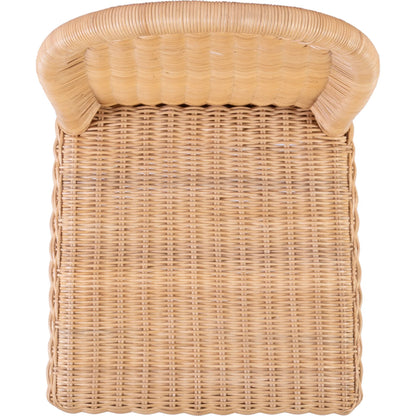 Flora Scalloped Edge Bar Stool by Butler Specialty Company in light brown. Made from rattan, mahogany in a rustic style.