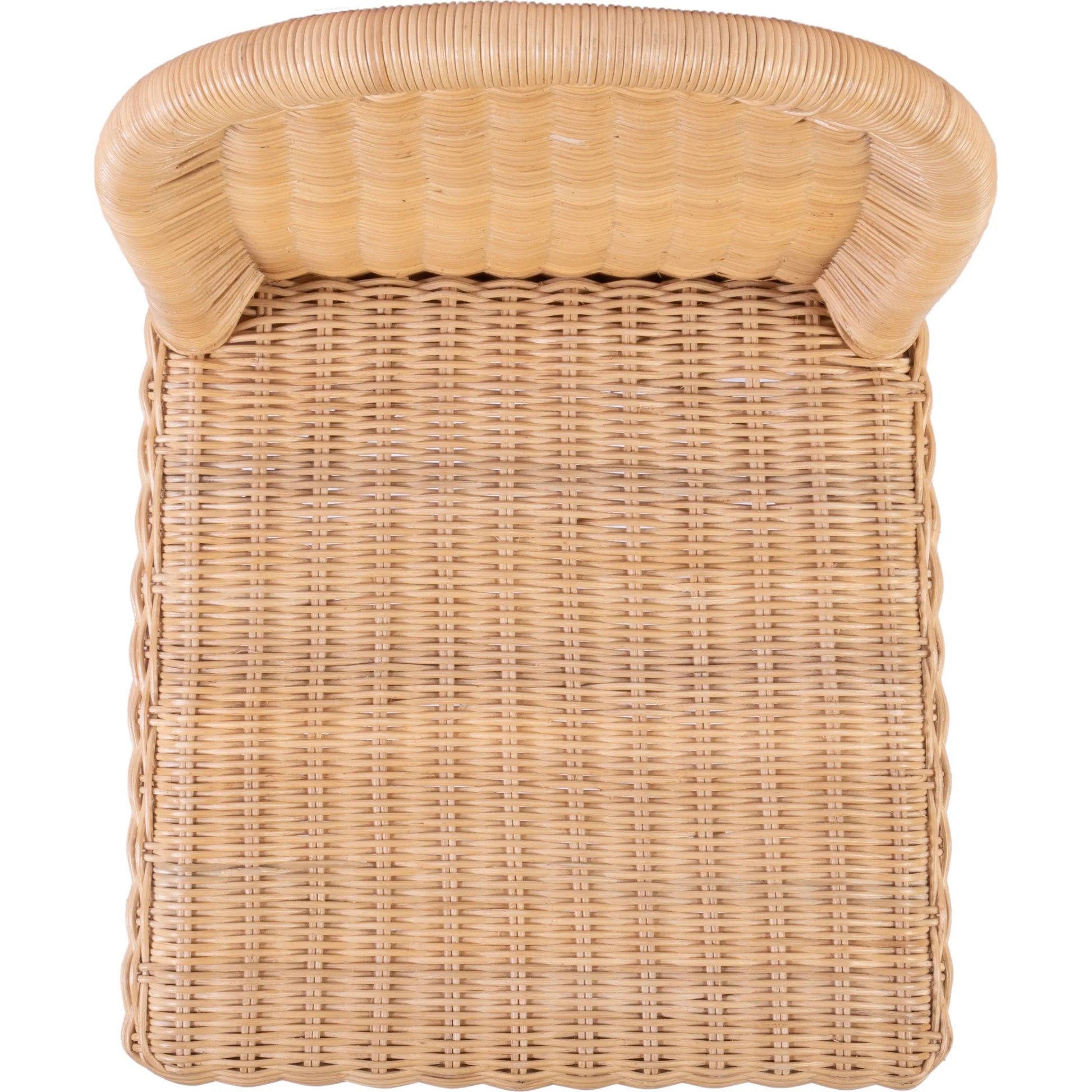 Flora Scalloped Edge Bar Stool by Butler Specialty Company in light brown. Made from rattan, mahogany in a rustic style.