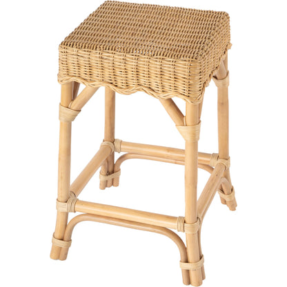 Flora Rattan Scalloped Counter Stool by Butler Specialty Company in light brown. Made from rattan, mahogany in a rustic style.