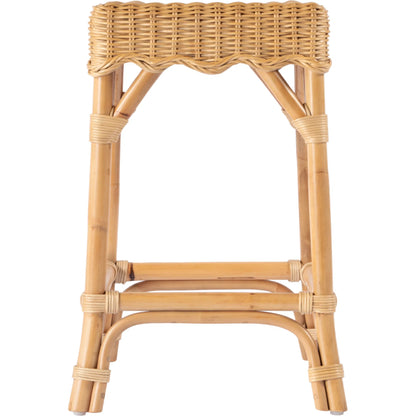 Flora Rattan Scalloped Counter Stool by Butler Specialty Company in light brown. Made from rattan, mahogany in a rustic style.
