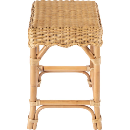 Flora Rattan Scalloped Counter Stool by Butler Specialty Company in light brown. Made from rattan, mahogany in a rustic style.