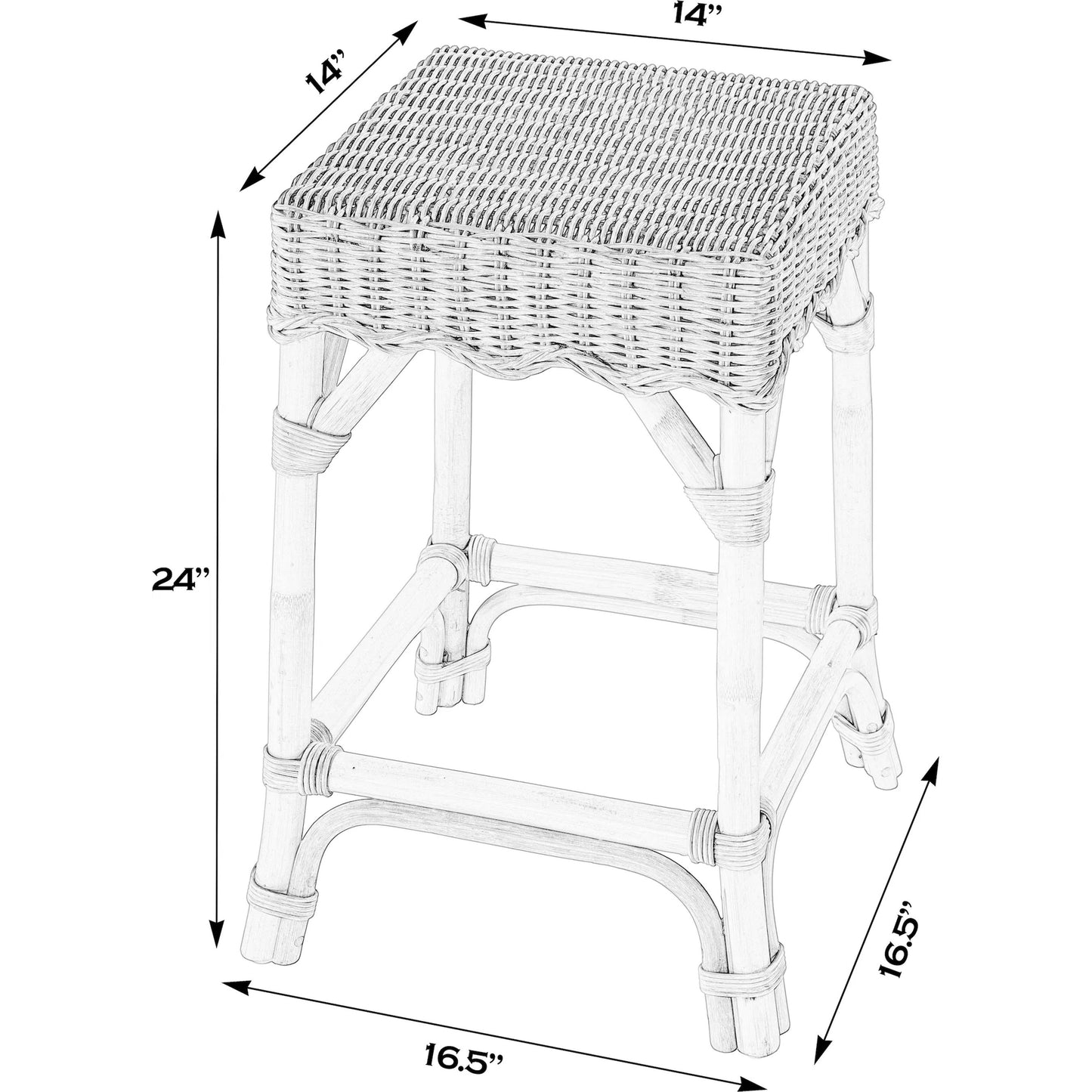 002 SI-2333932 | Additional Silo | Flora Rattan Scalloped Counter Stool by Butler Specialty Company in light brown. Made from rattan, mahogany in a rustic style.