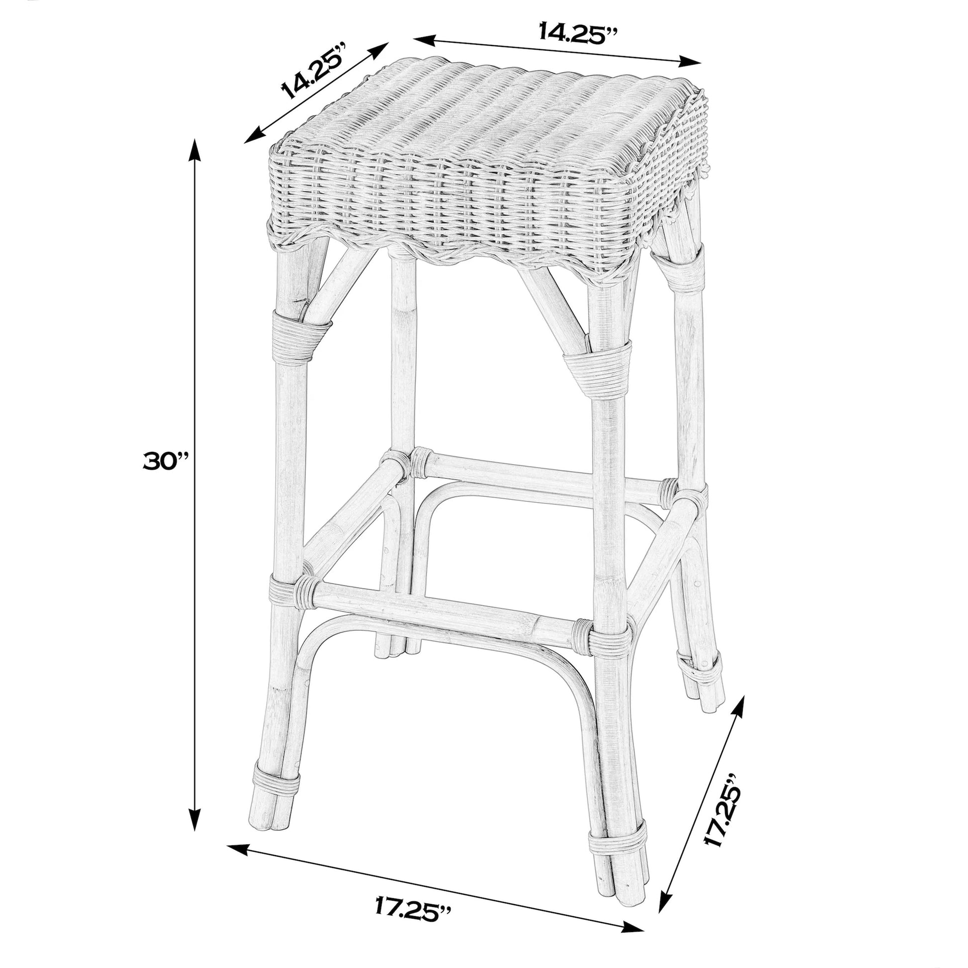 Flora Rattan Scalloped Bar Stool by Butler Specialty Company in light brown. Made from rattan, mahogany in a rustic style.