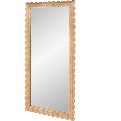 Flora Scalloped Floor Mirror by Butler Specialty Company in light brown. Made from plywood, rattan, glass in a rustic style.