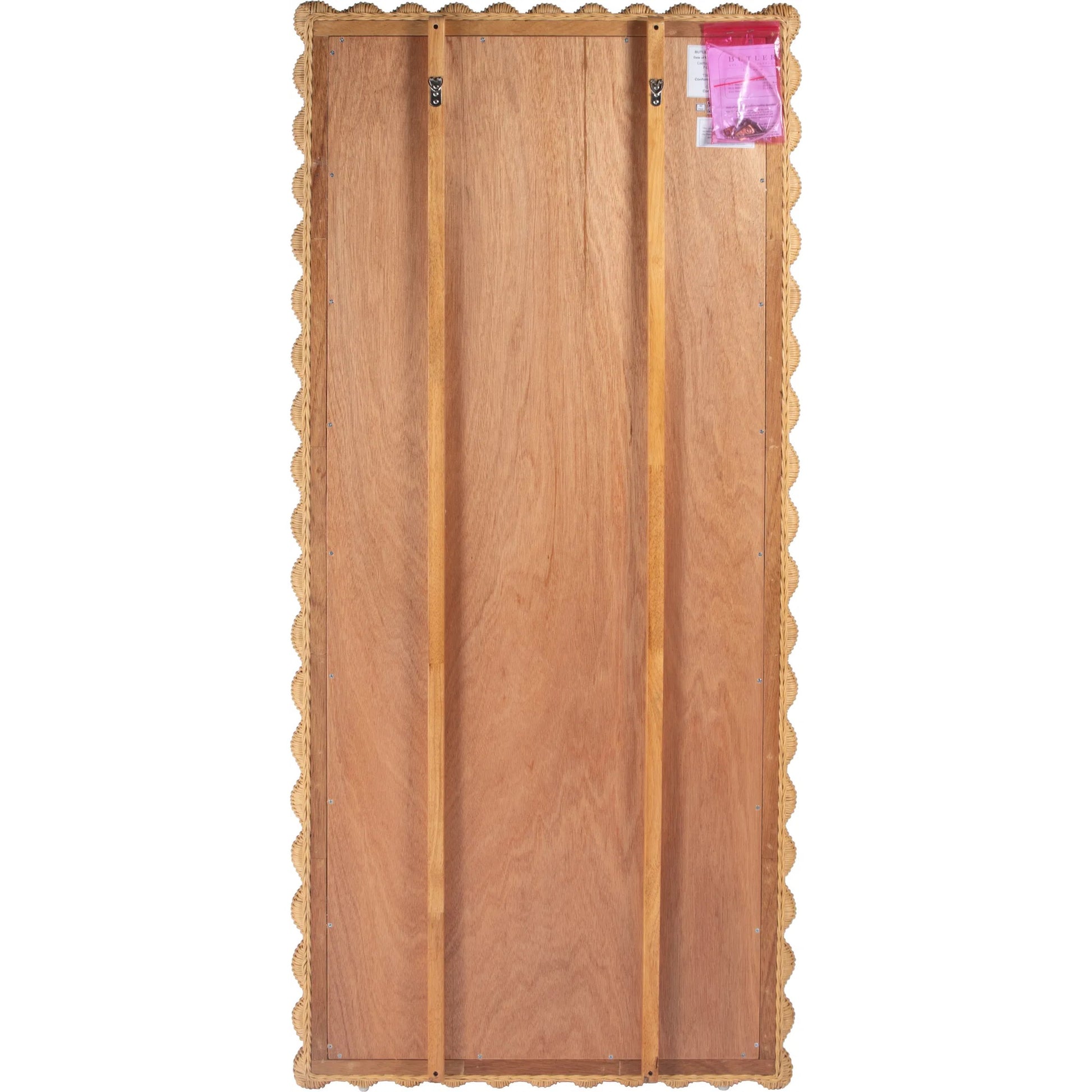 Flora Scalloped Floor Mirror by Butler Specialty Company in light brown. Made from plywood, rattan, glass in a rustic style.