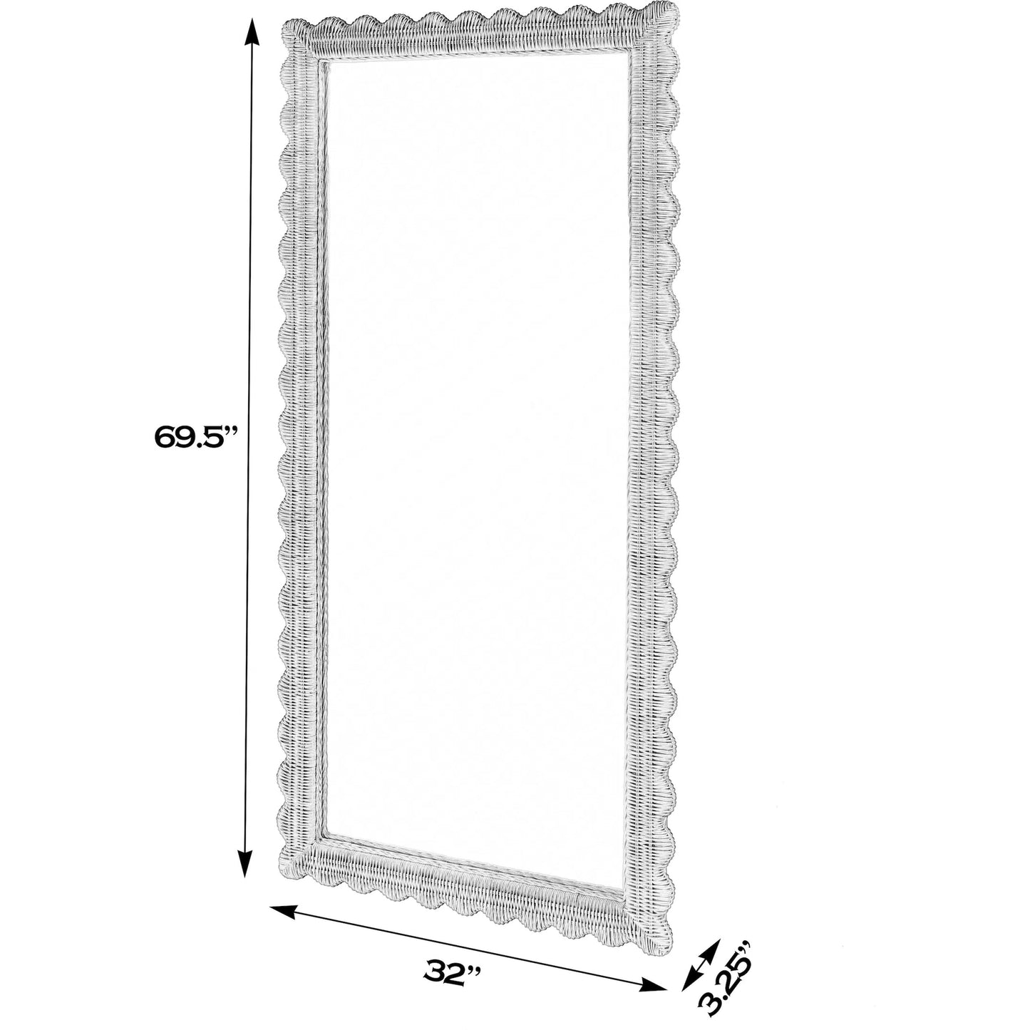 002 SI-2324898 | Additional Silo | Flora Scalloped Floor Mirror by Butler Specialty Company in light brown. Made from plywood, rattan, glass in a rustic style.