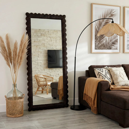 Flora Floor Mirror by Butler Specialty Company. Made from plywood, rattan, glass in a unique style.