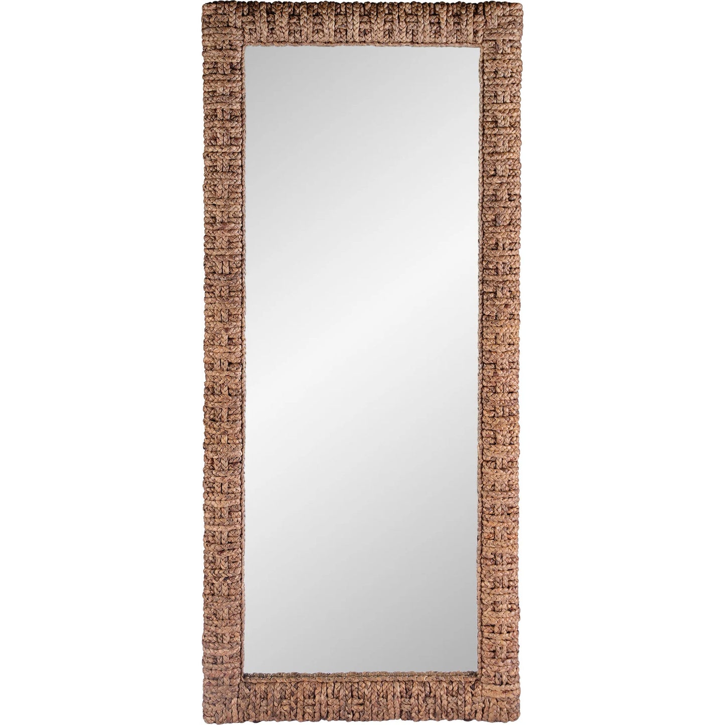 001 SI-2333936 | Primary Silo | Gloucester Woven Water Hyacinth Floor Mirror by Butler Specialty Company in brown. Made from plywood, glass in a rustic style.