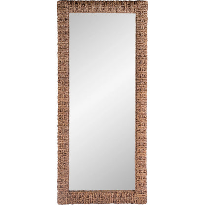 Gloucester Woven Water Hyacinth Floor Mirror by Butler Specialty Company in brown. Made from plywood, glass in a rustic style.