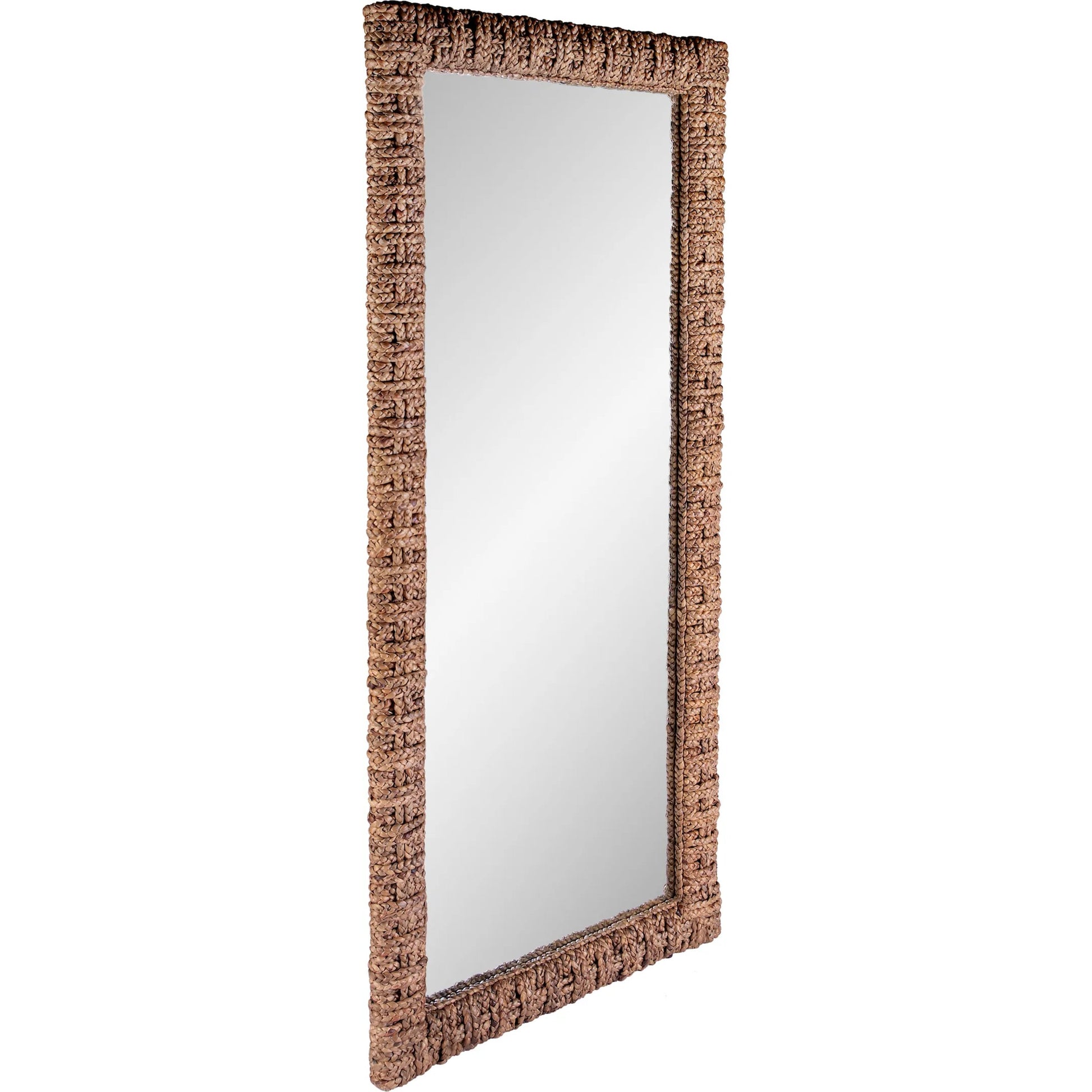 Gloucester Woven Water Hyacinth Floor Mirror by Butler Specialty Company in brown. Made from plywood, glass in a rustic style.