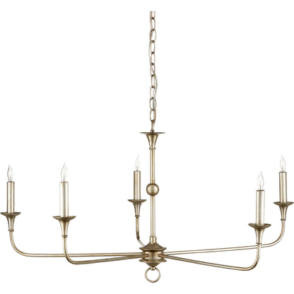 Nottaway Chandelier by Currey and Company. Made from wrought iron in a modern style.
