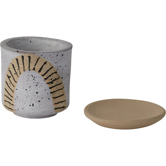Tocoa Pot with Saucer (Set of 2) by Accent Decor in grey. Made from ceramic in a unique style.
