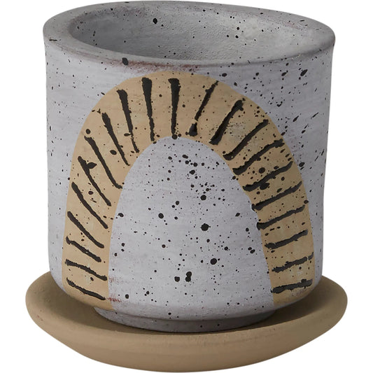 Tocoa Pot with Saucer (Set of 2) by Accent Decor in grey. Made from ceramic in a unique style.
