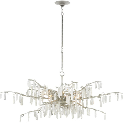 Forest Dawn Chandelier by Currey and Company. Made from wrought iron, crystal in a eclectic & global style.