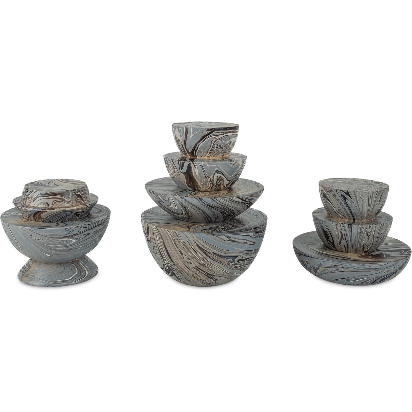 009 SI-2387153 | Additional Silo | Stacking Box Set by Currey and Company in marbleized gray. Made from wood in a unique style.