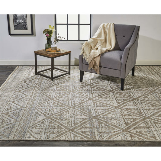 Payton Transitional Diamond Rug - 6497F by Feizy in ivory, tan, gray. Made from viscose, wool in a unique style.