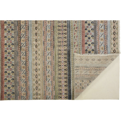 Payton Transitional Stripes Rug - 6498F by Feizy in tan, orange, blue. Made from viscose, wool in a unique style.