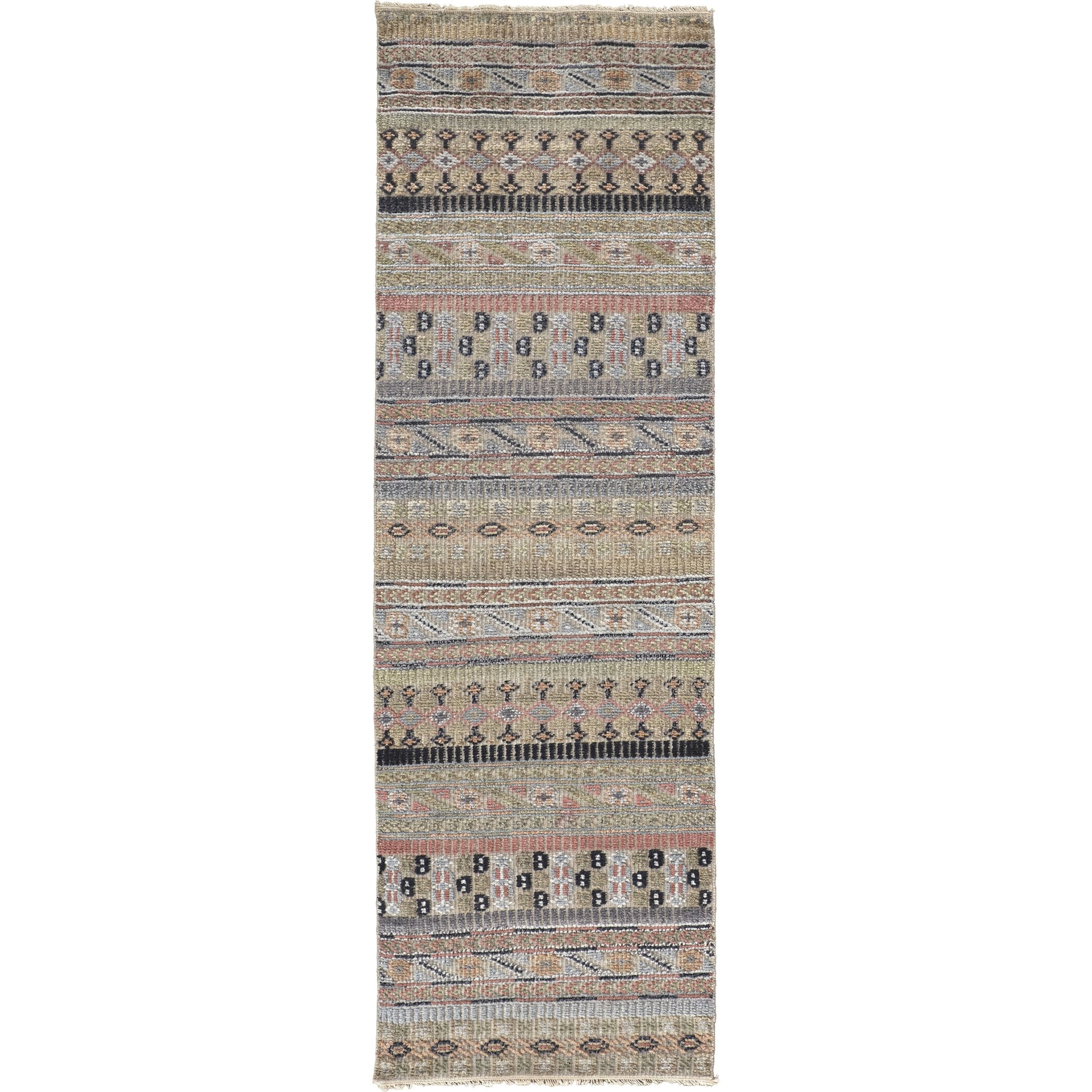 Payton Transitional Stripes Rug - 6498F by Feizy in tan, orange, blue. Made from viscose, wool in a unique style.