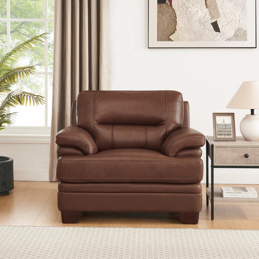 Luxor Chair by Hydeline in pecan brown. Made from leather in a modern style.