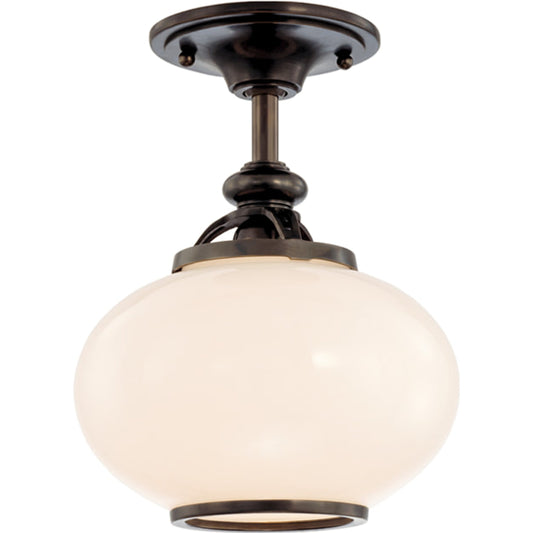 Canton Semi Flush by Hudson Valley in old bronze. Made from brass in a traditional style.