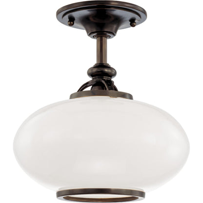 Canton Semi Flush by Hudson Valley in old bronze. Made from brass in a traditional style.