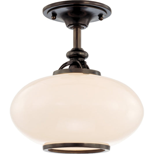 Canton Semi Flush by Hudson Valley in old bronze. Made from brass in a traditional style.