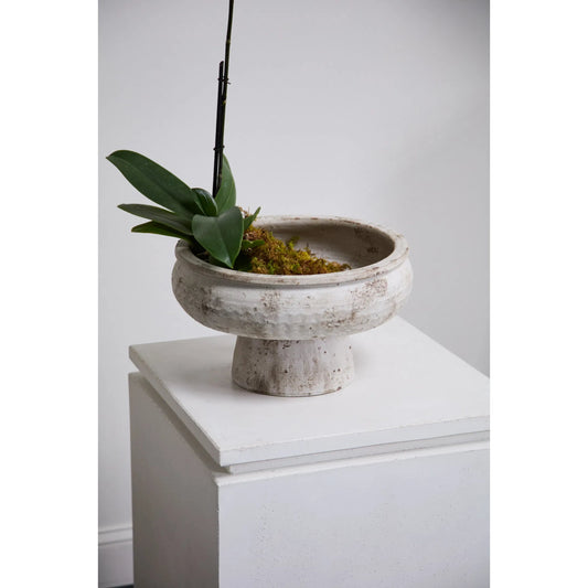 Garance Footed Bowl by Accent Decor in grey. Made from ceramic in a unique style.