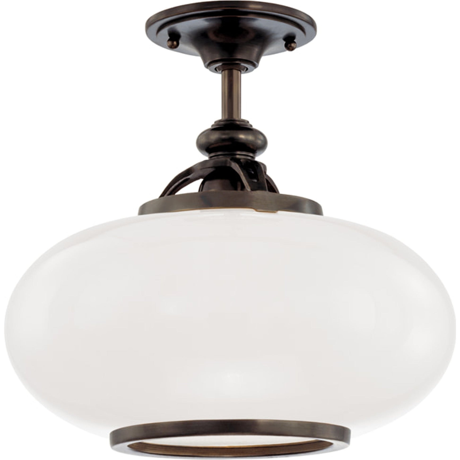 Canton Semi Flush by Hudson Valley in old bronze. Made from brass in a traditional style.