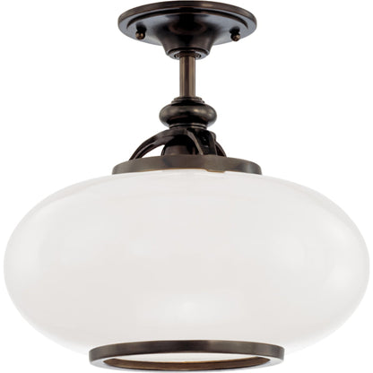 Canton Semi Flush by Hudson Valley in old bronze. Made from brass in a traditional style.