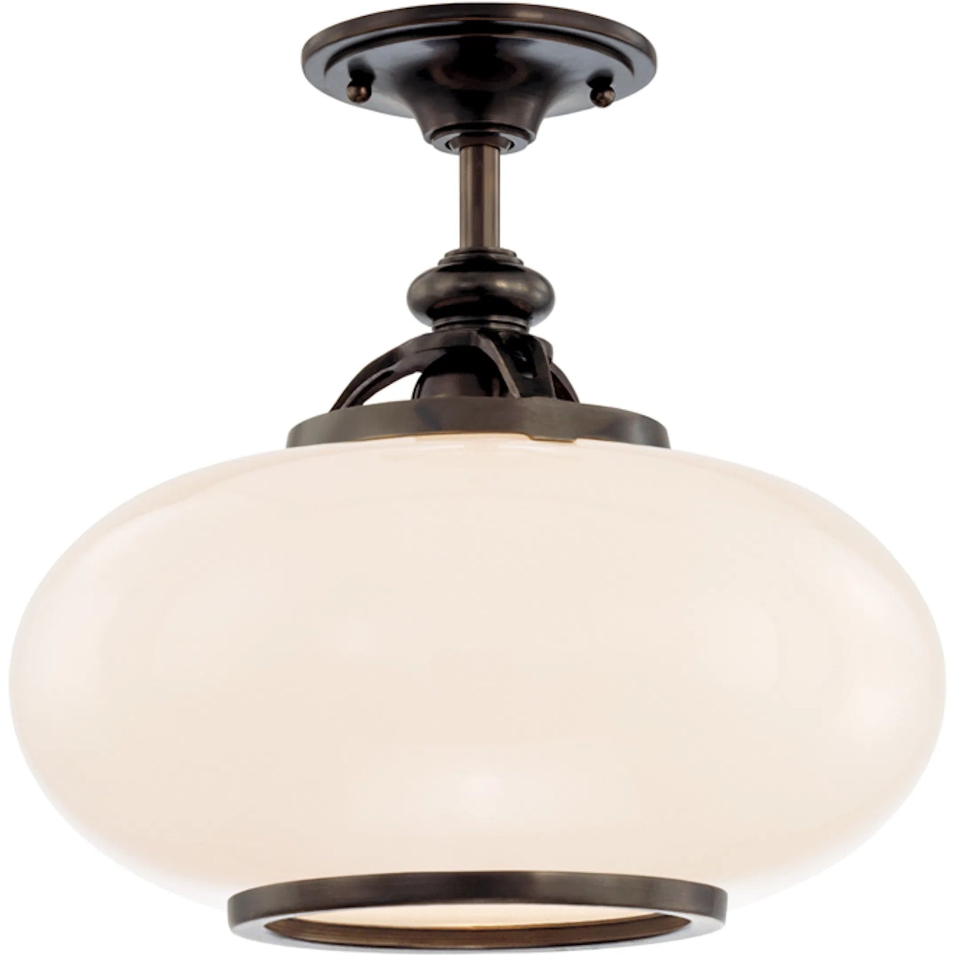 Canton Semi Flush by Hudson Valley in old bronze. Made from brass in a traditional style.