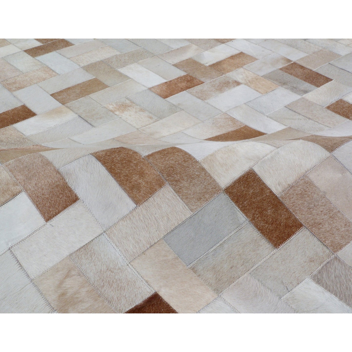 006 SI-1829264,SI-1829266,SI-1829267 | Closeup | Natural Hide Rug by Exquisite Rugs. Made from leather hide in a unique style.