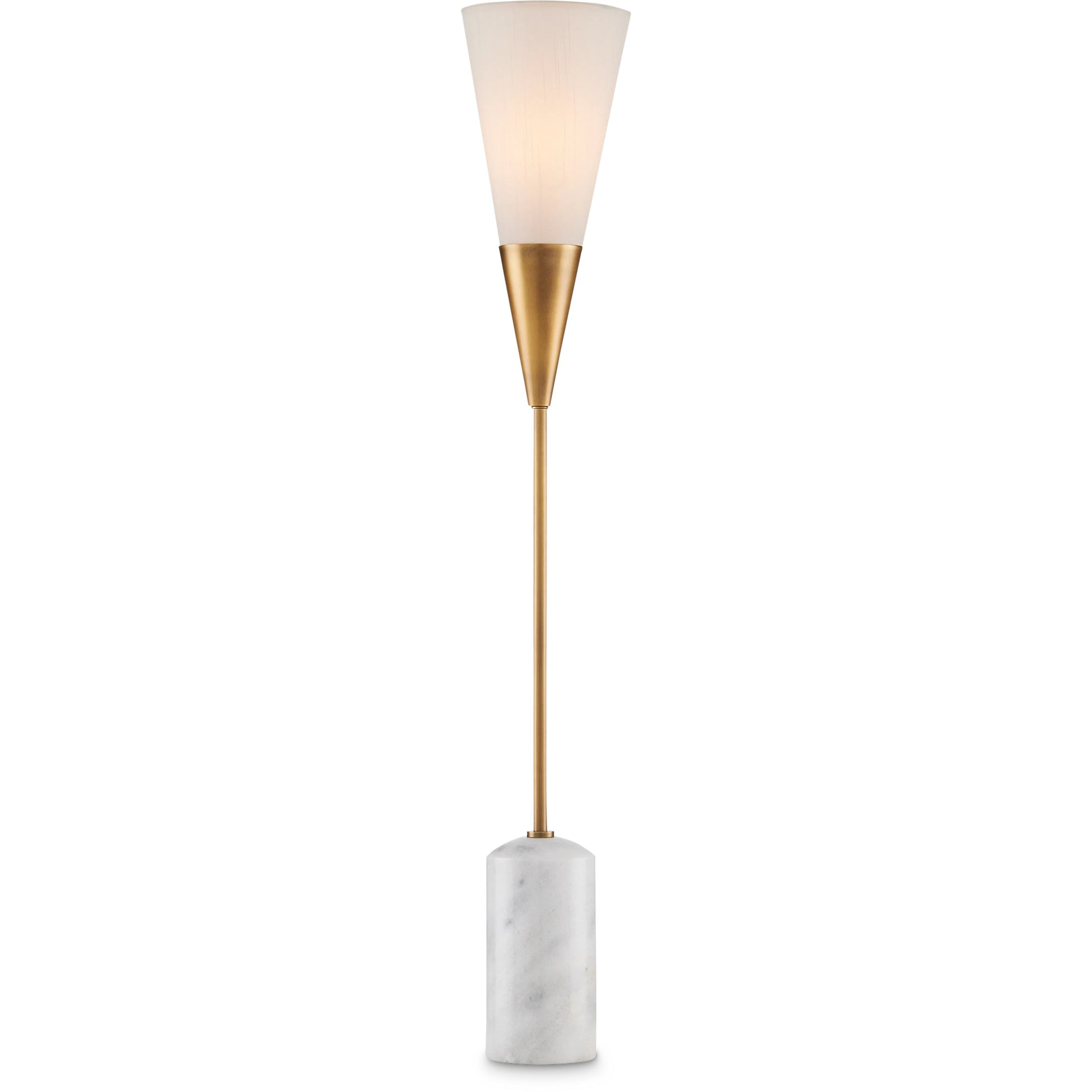 Martini Torchiere Table Lamp by Currey and Company in brushed brass, black. Made from metal, marble in a modern style.