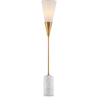 Martini Torchiere Table Lamp by Currey and Company in brushed brass, black. Made from metal, marble in a modern style.