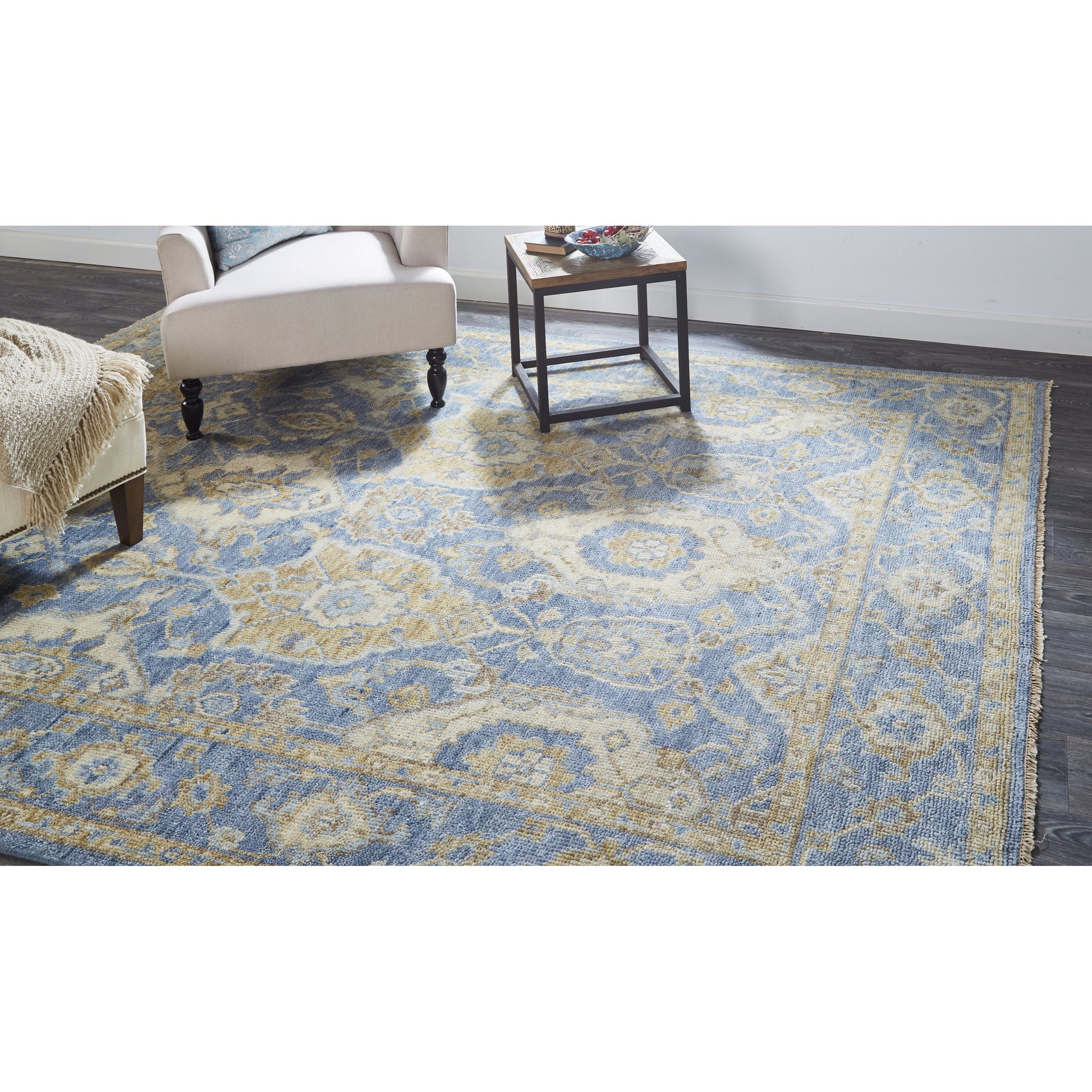 Carrington Traditional Oriental Rug - 6501F by Feizy in gold, blue, gray. Made from wool in a unique style.