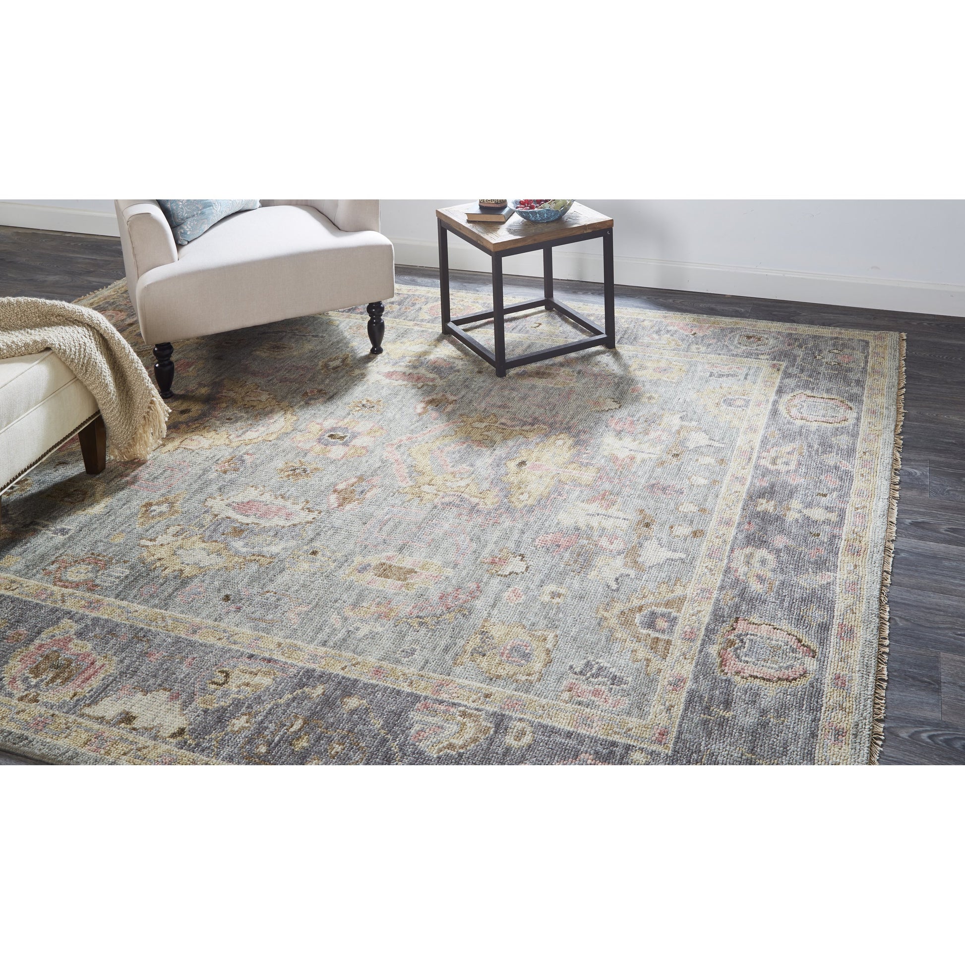 Carrington Traditional Oriental Rug - 6504F by Feizy in gray, gold, pink. Made from wool in a unique style.