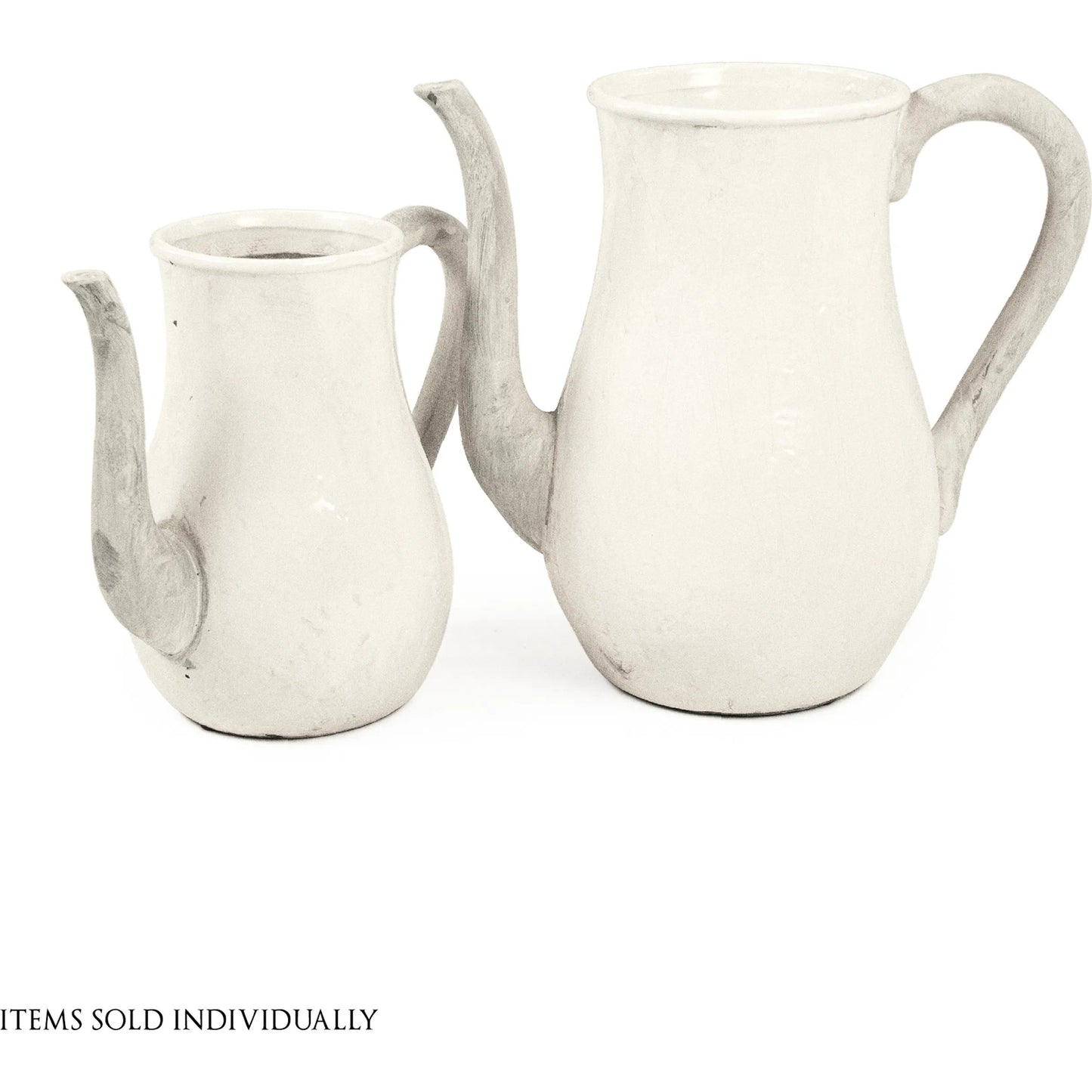 004 SI-2448818,SI-2448819 | Additional Silo | Distressed White Pitcher by Zentique in distressed white. Made from stoneware in a rustic style.