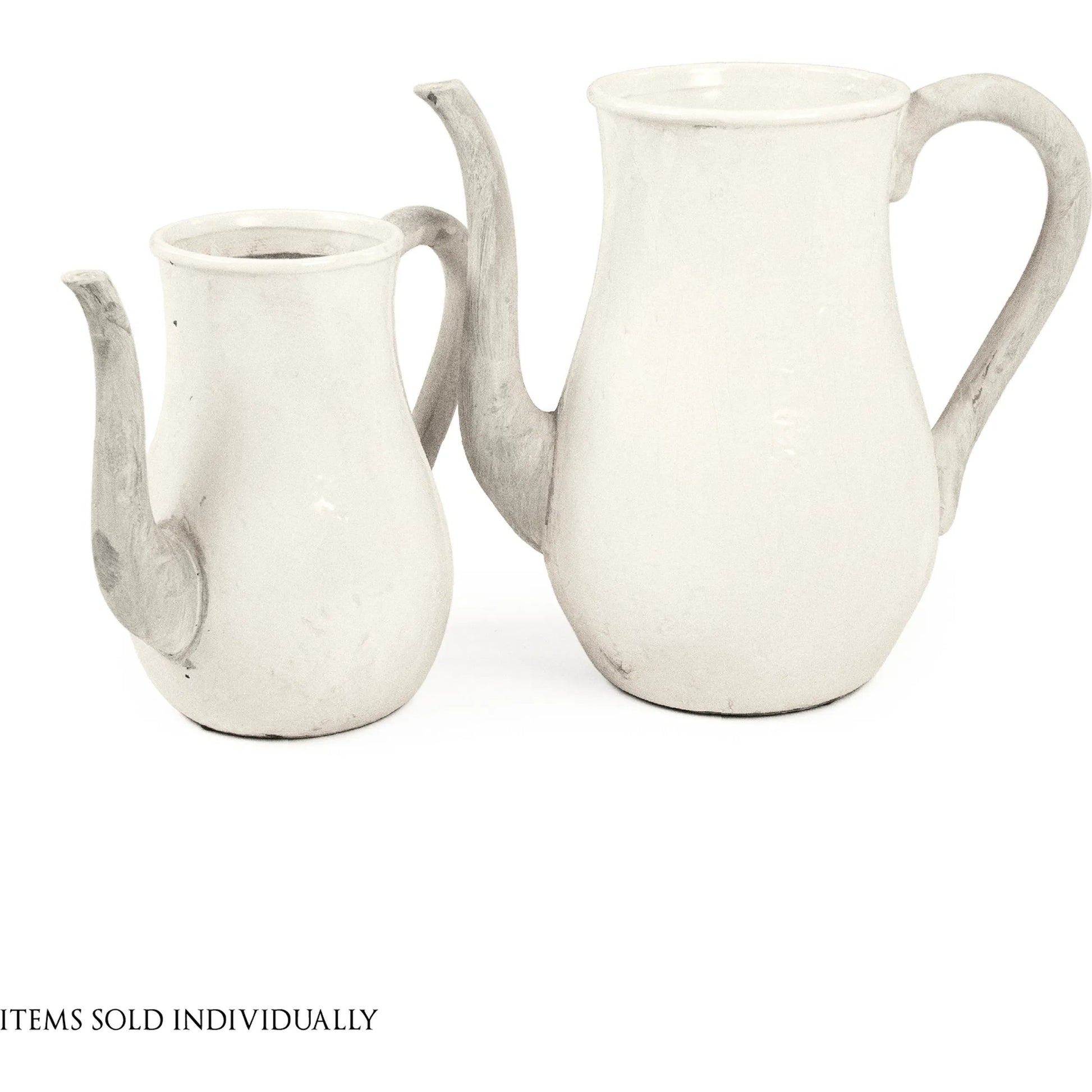 Distressed White Pitcher by Zentique in distressed white. Made from stoneware in a rustic style.