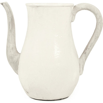 Distressed White Pitcher by Zentique in distressed white. Made from stoneware in a rustic style.