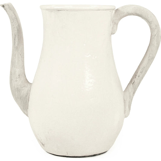 Distressed White Pitcher by Zentique in distressed white. Made from stoneware in a unique style.
