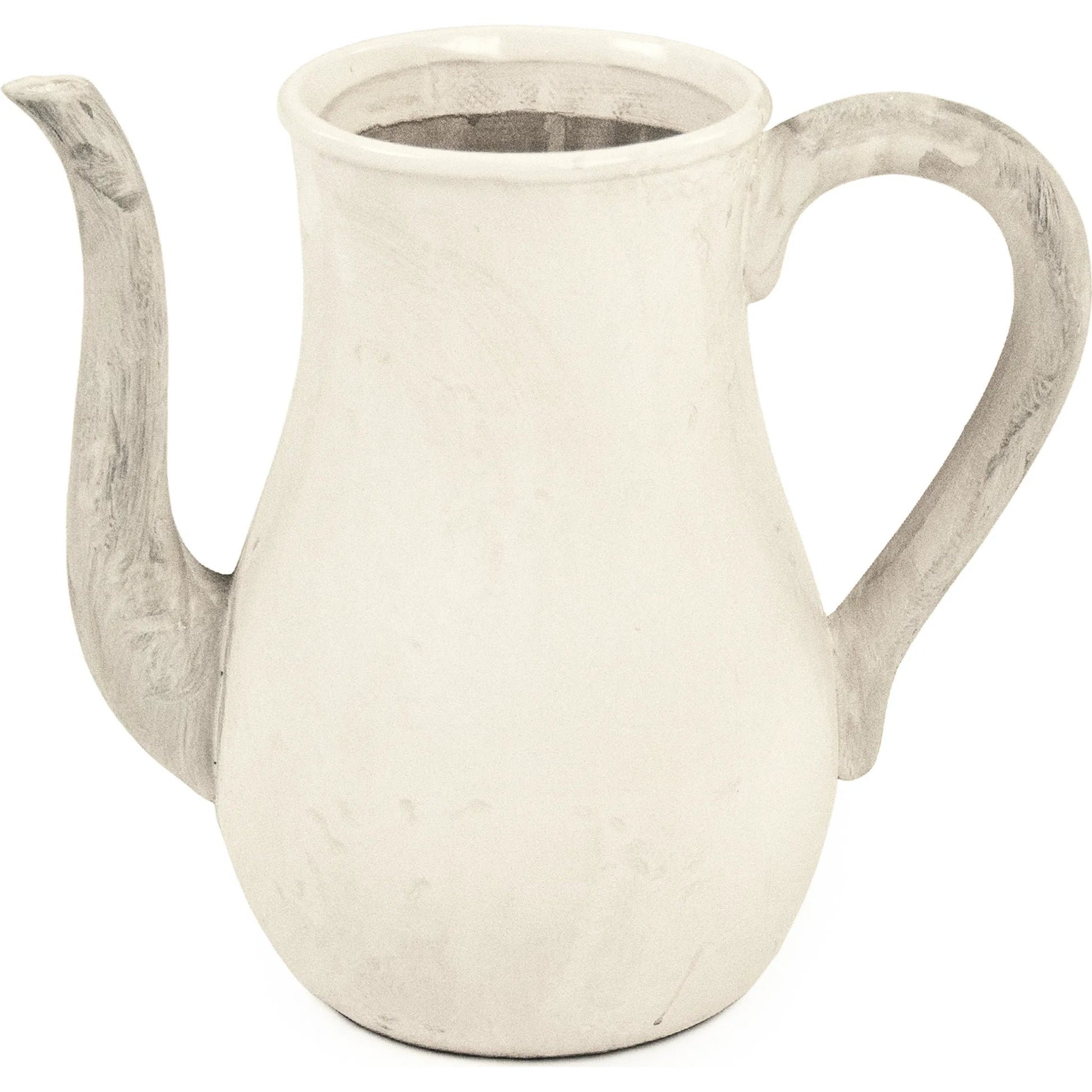Distressed White Pitcher by Zentique in distressed white. Made from stoneware in a rustic style.