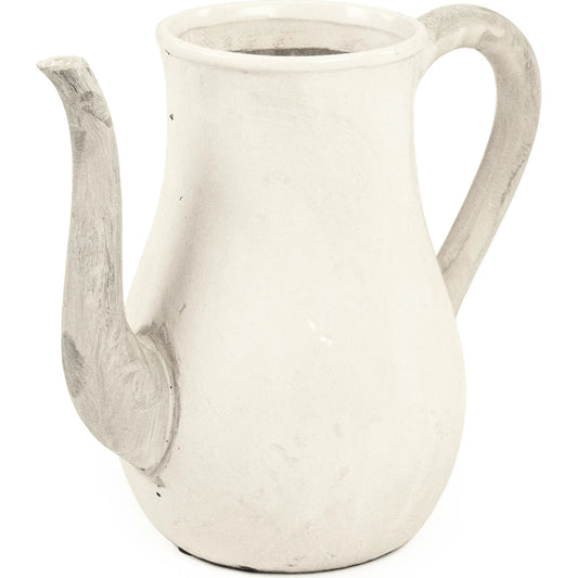 Distressed White Pitcher by Zentique in distressed white. Made from stoneware in a rustic style.
