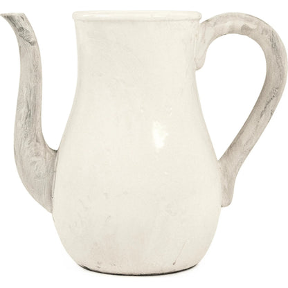 Distressed White Pitcher by Zentique in distressed white. Made from stoneware in a rustic style.