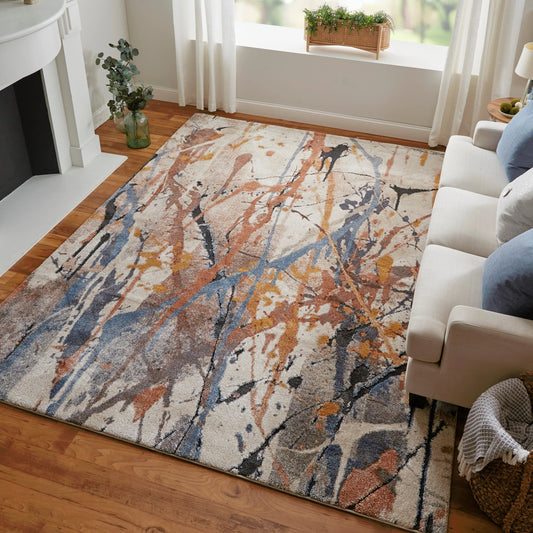 Gilmore Rug - 39MPF by Feizy in blue, orange, gray. Made from polypropylene in a unique style.