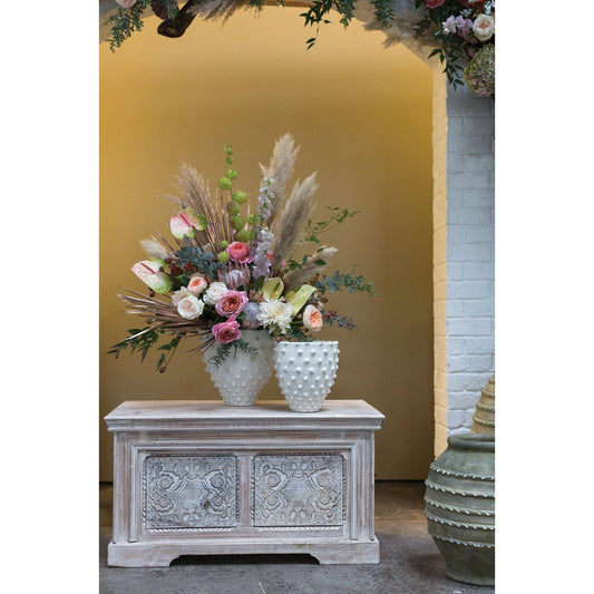 Zemora Vase by Accent Decor in white. Made from ceramic in a modern style.