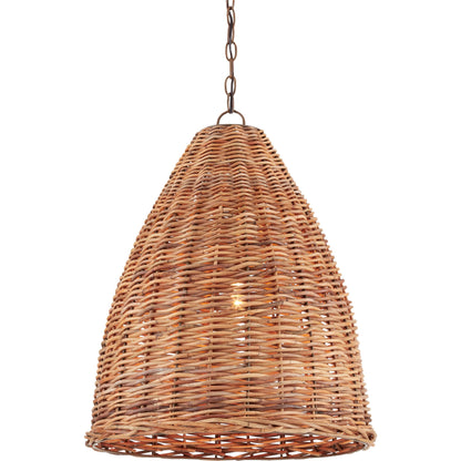 Basket Pendant by Currey and Company. Made from wrought iron, arurog in a coastal style.
