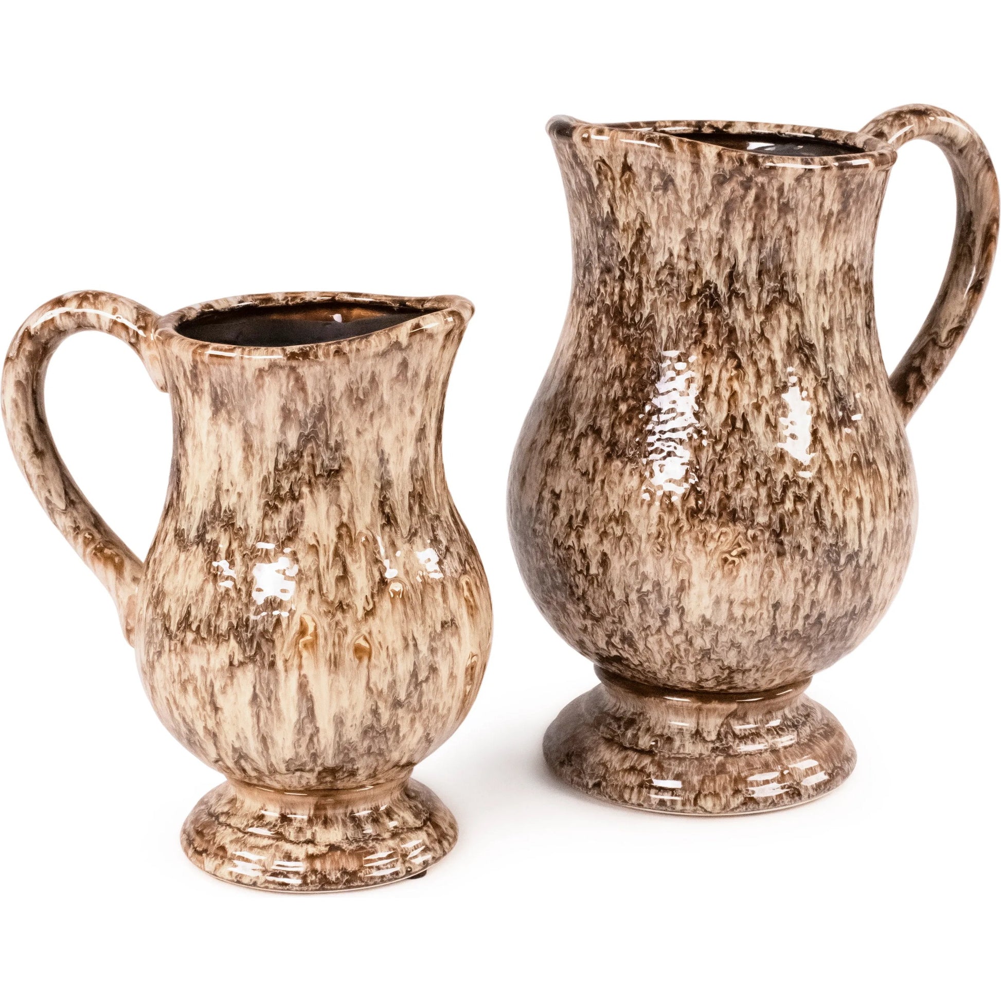 Distressed Pitcher by Zentique in neutral drip texture. Made from ceramic in a rustic style.